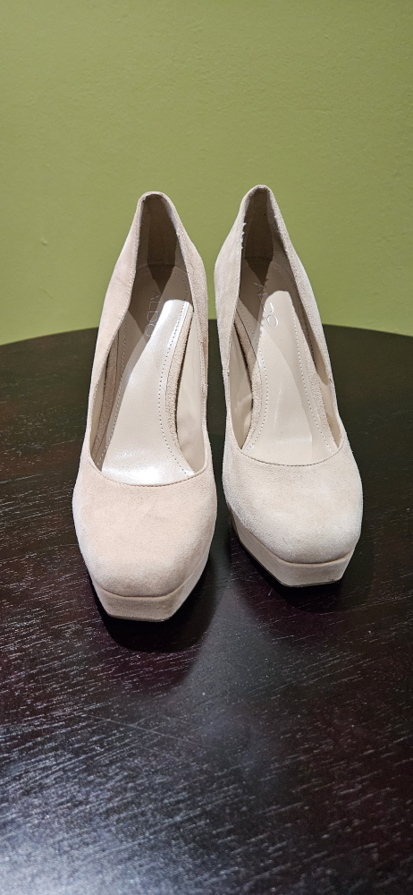 Aldo Beige Suede Platform Heels - Size 10