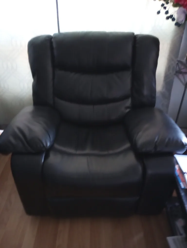 Black Leather Recliner Faux leather image indicator(2)