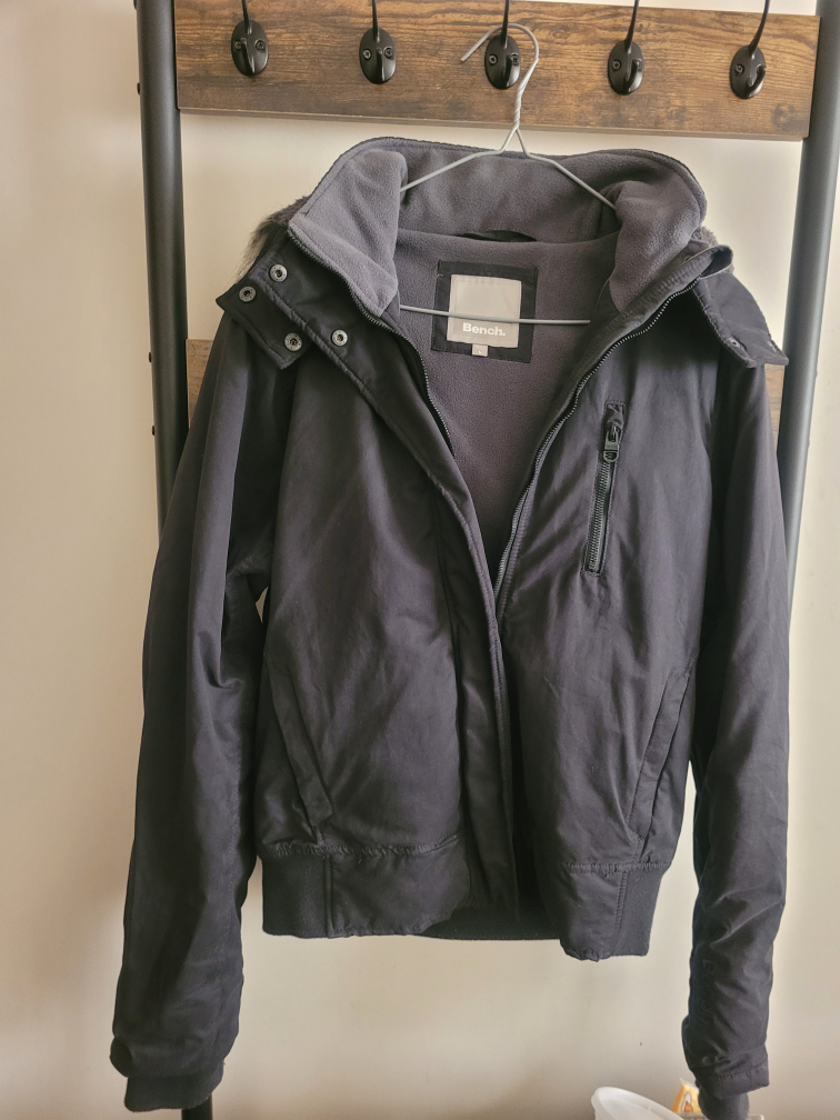 Bench Women's Black Winter Jacket with Fur Hood