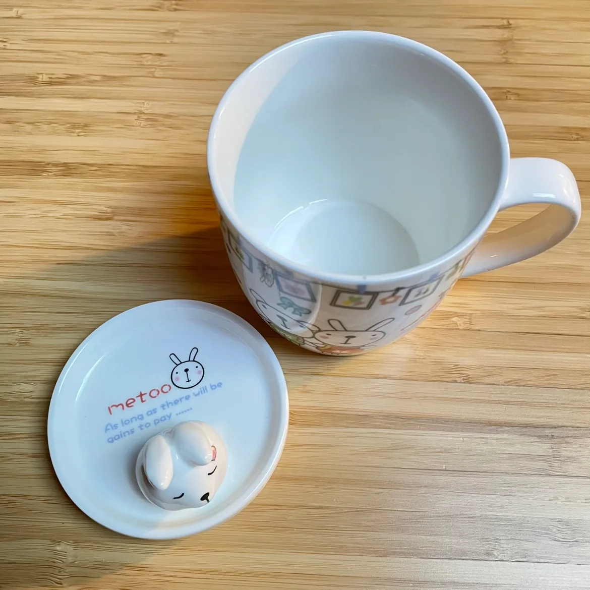 Cute Rabbit and Bear Ceramic Mug with Lid image indicator(2)