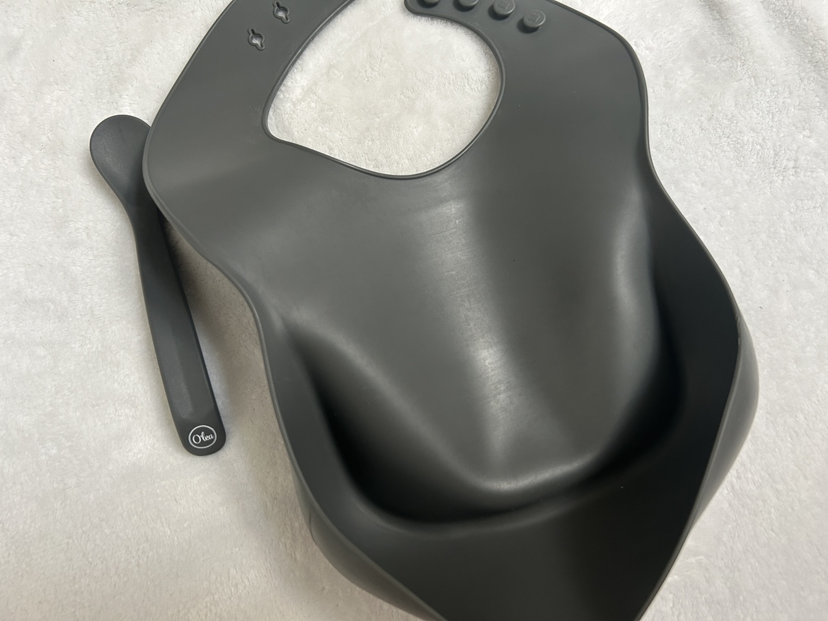 Baby silicone bib and spoon - photo 2