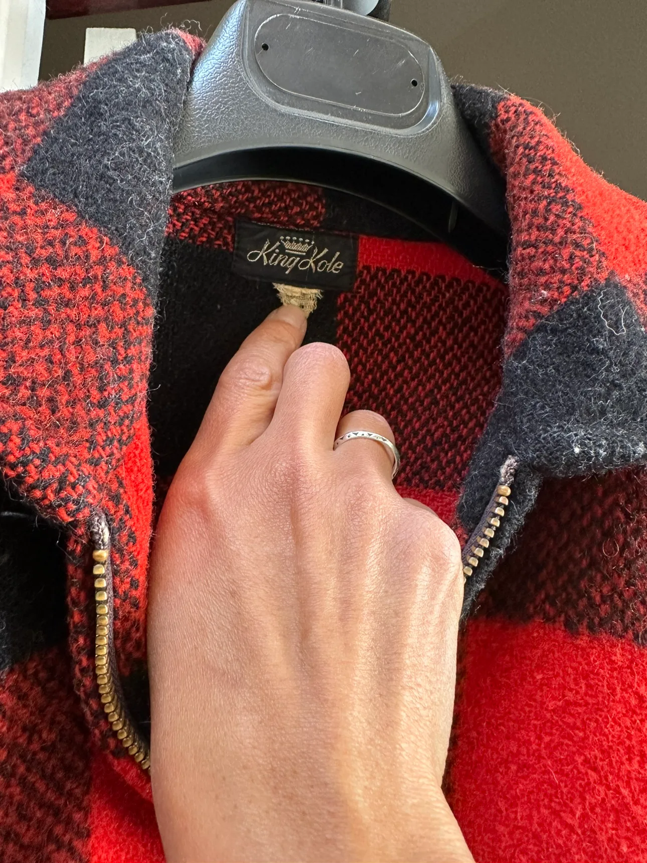 Vintage King Cole Red and Black Plaid Jacket image indicator(4)