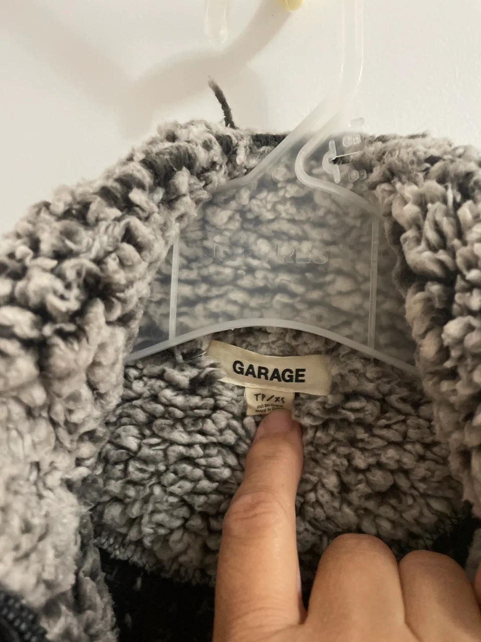 Garage grey fuzzy sweater size small like new image indicator(2)