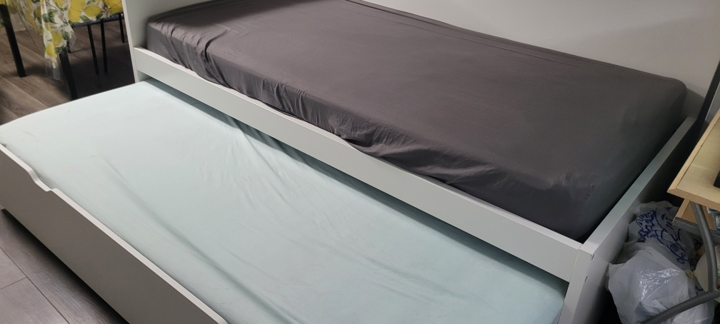 Twin Bed Frame with Pull-Out Bed & Mattress