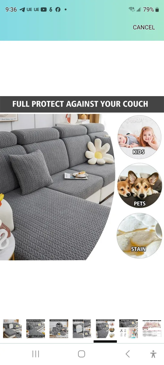 Brand new sectional sofa stretch. covers . Grey. image indicator(4)