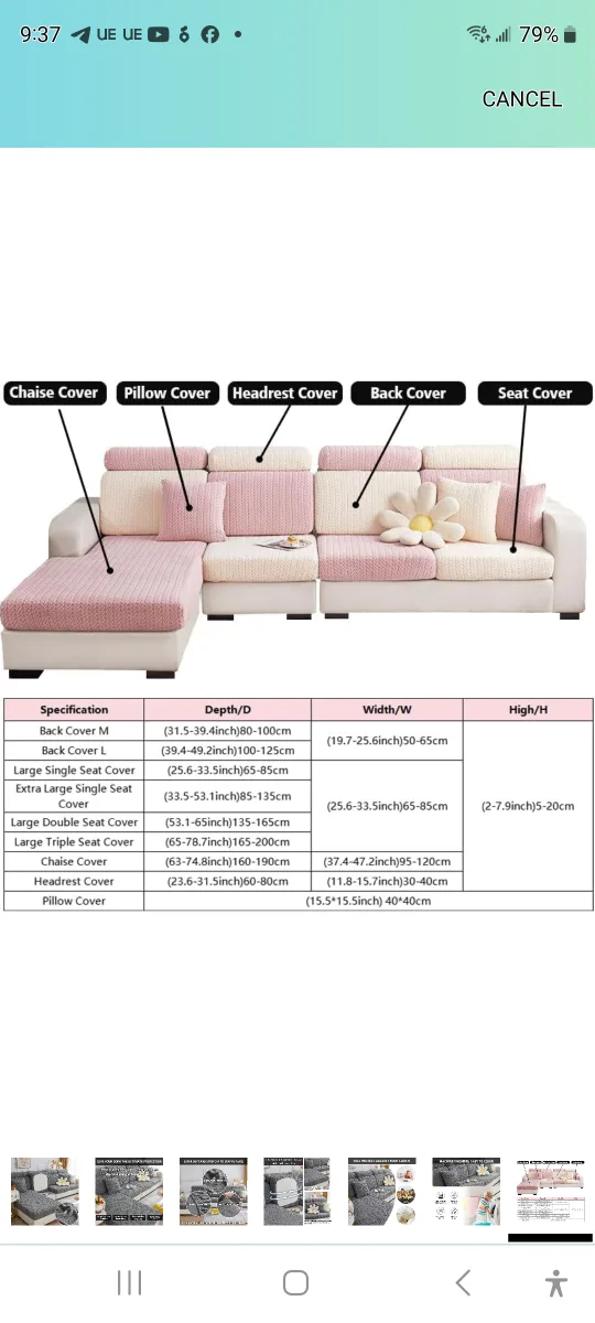Brand new sectional sofa stretch. covers . Grey. image indicator(6)