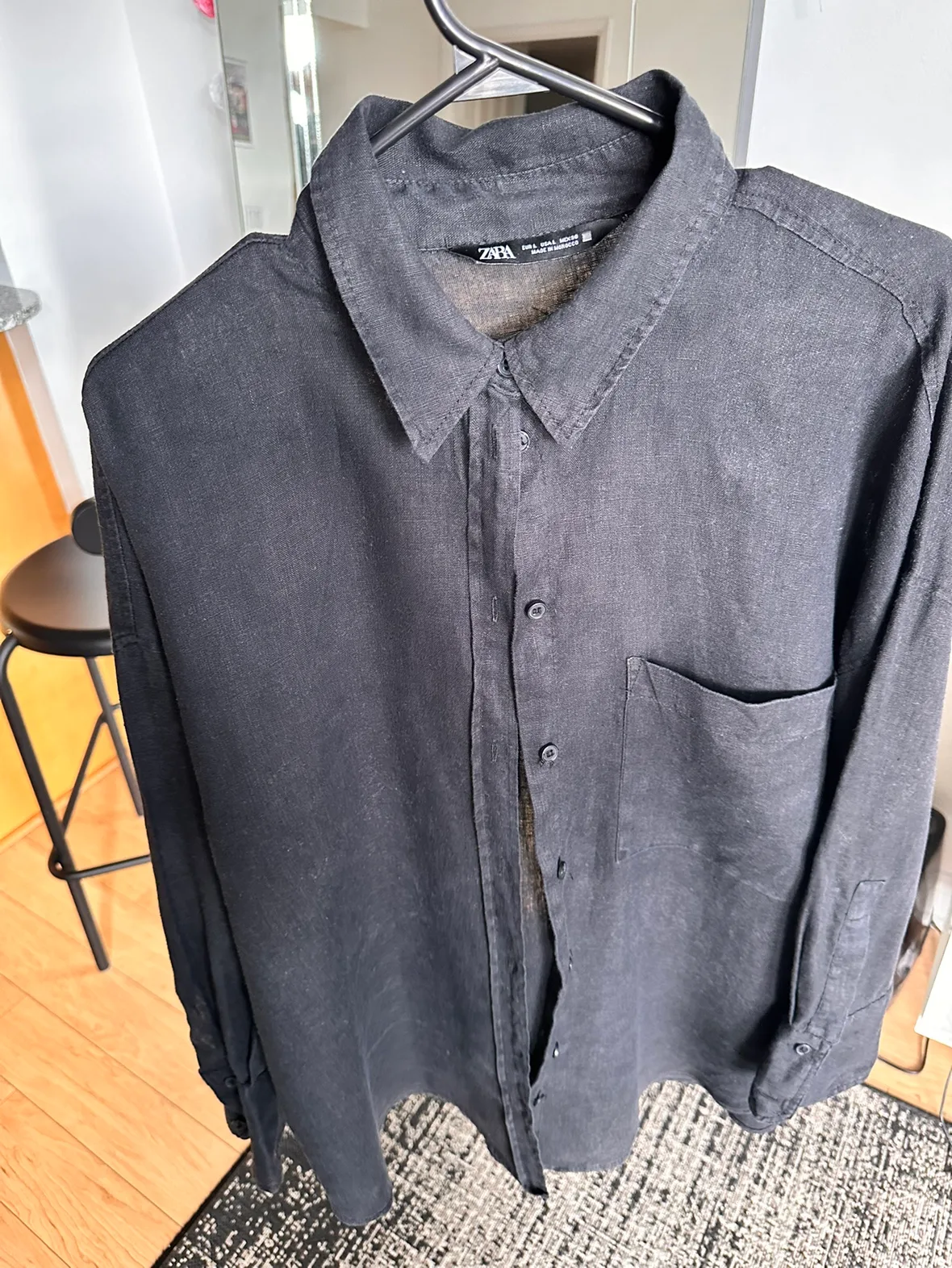 Zara Black Linen Shirt image indicator(3)