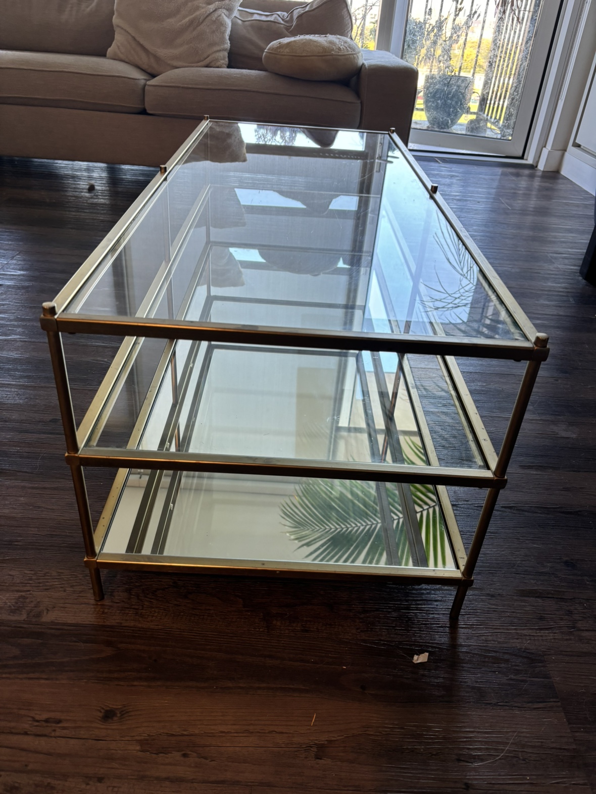 West Elm Gold Glass Coffee Table - photo 4