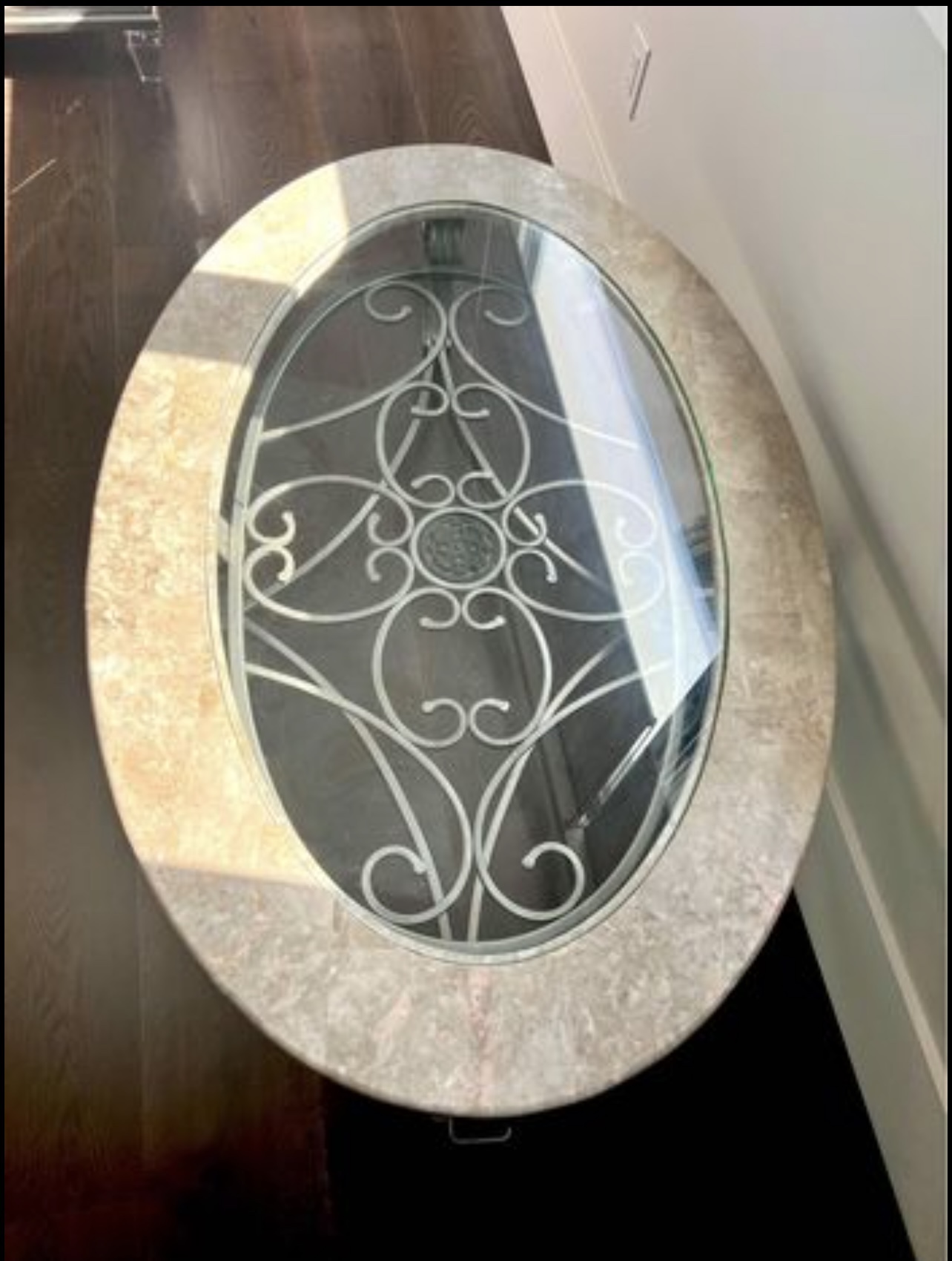 Oval Coffee Table with Glass Top - photo 2