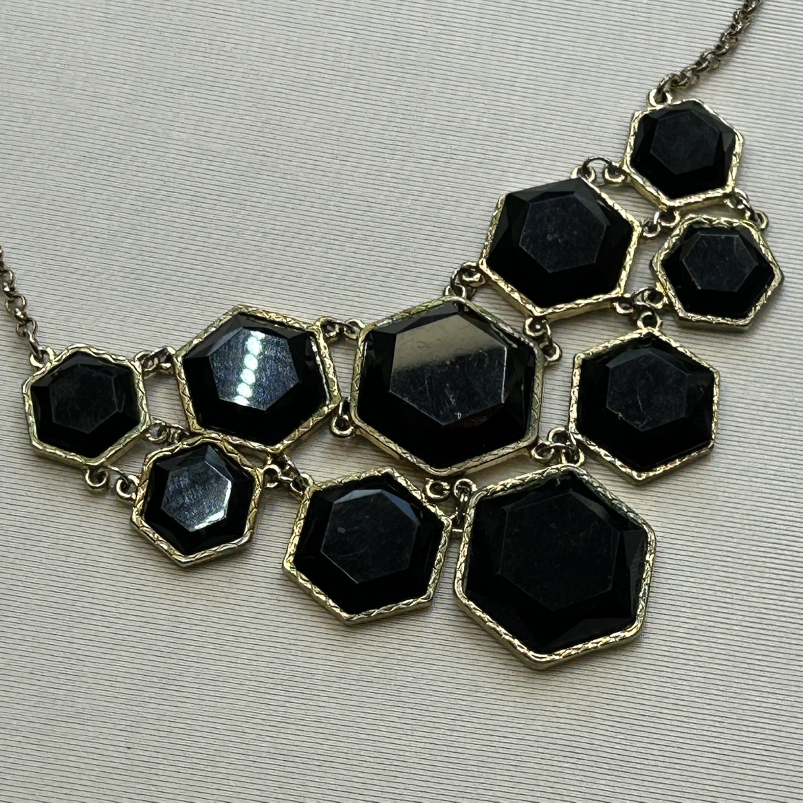 Vintage Y2K Geometric Onyx Necklace and Earrings Set - photo 2