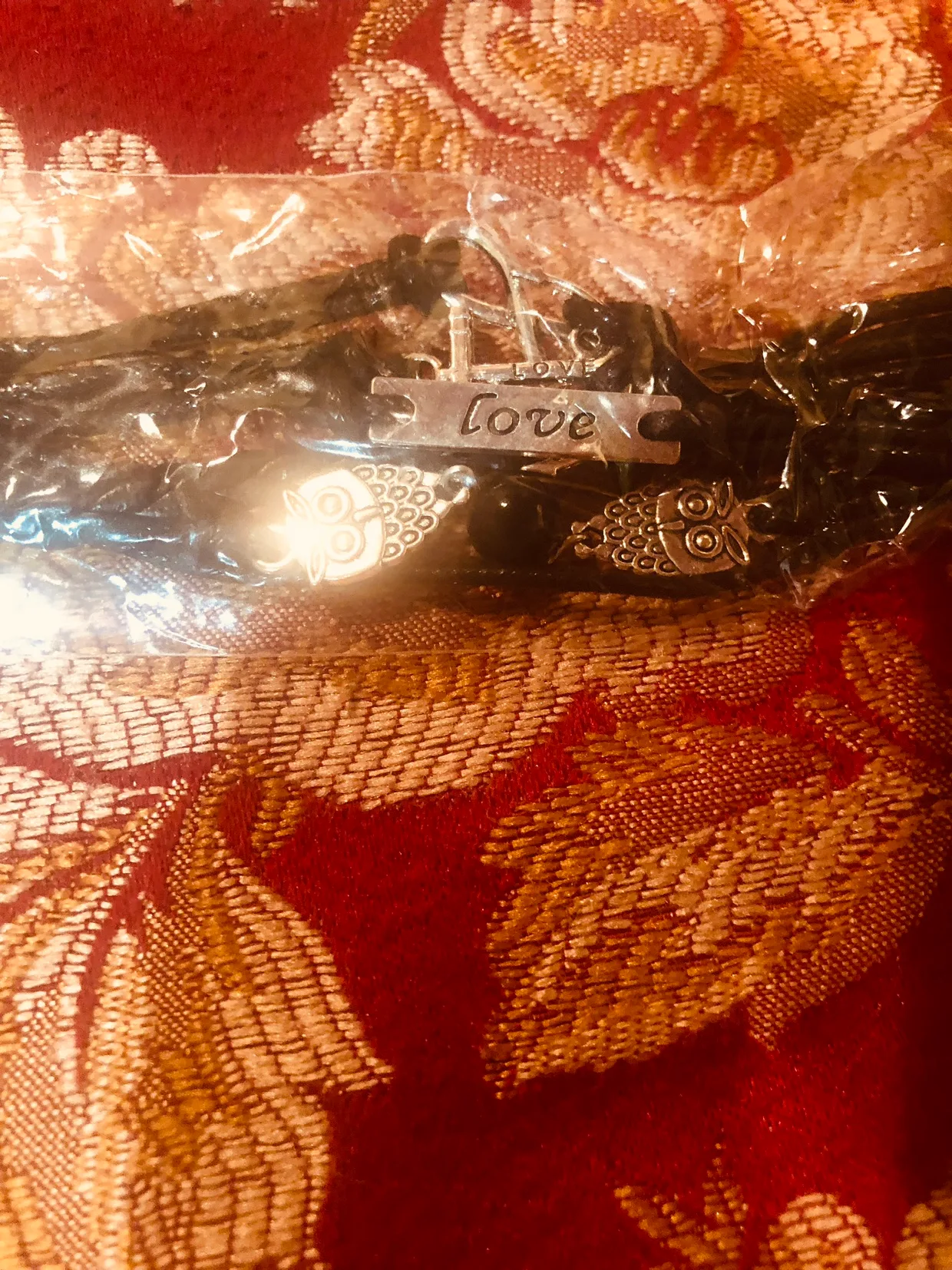 Black  Wrap Bracelet With Owl Charms image indicator(2)