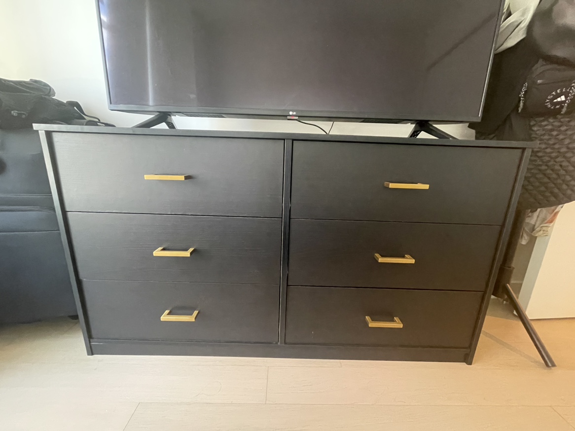 Black Dresser with Gold Handles