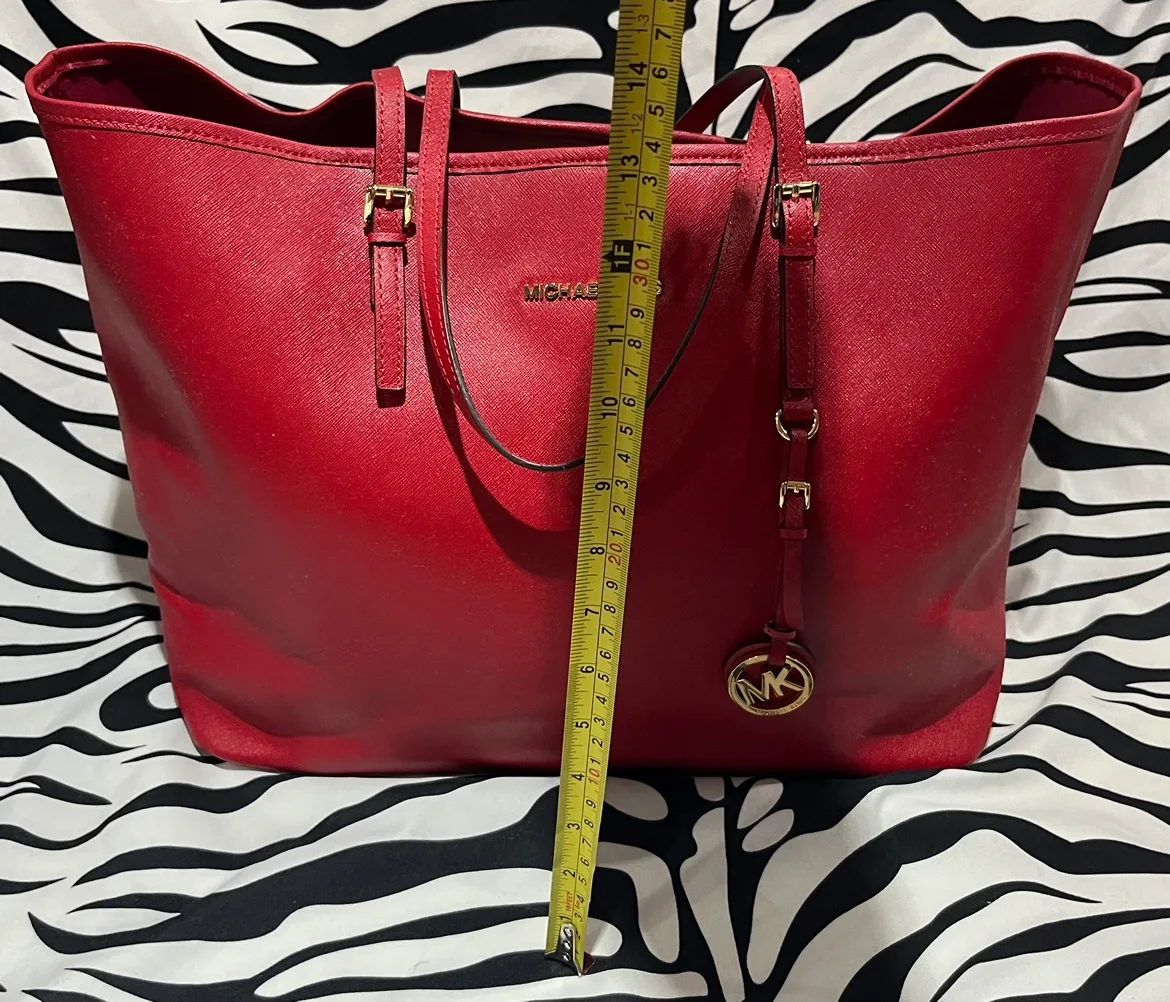 Large Red Michael Kors Tote Bag image indicator(3)
