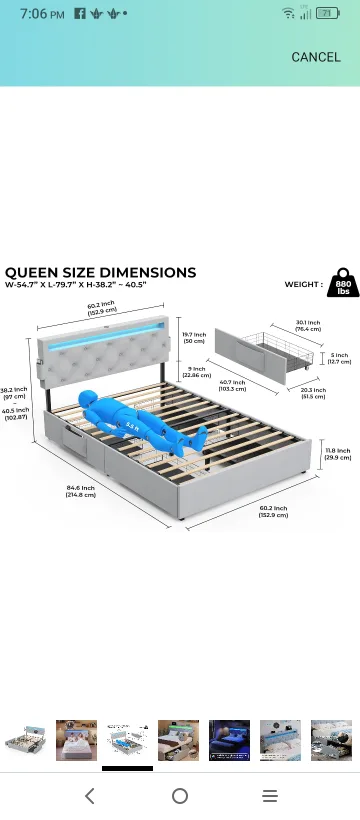 Queen Size Bed Frame with Storage image indicator(5)
