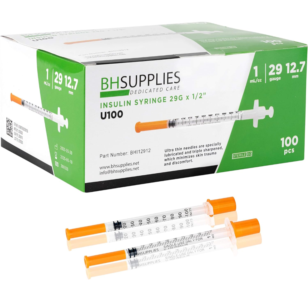 Brand new box of insulin syringes