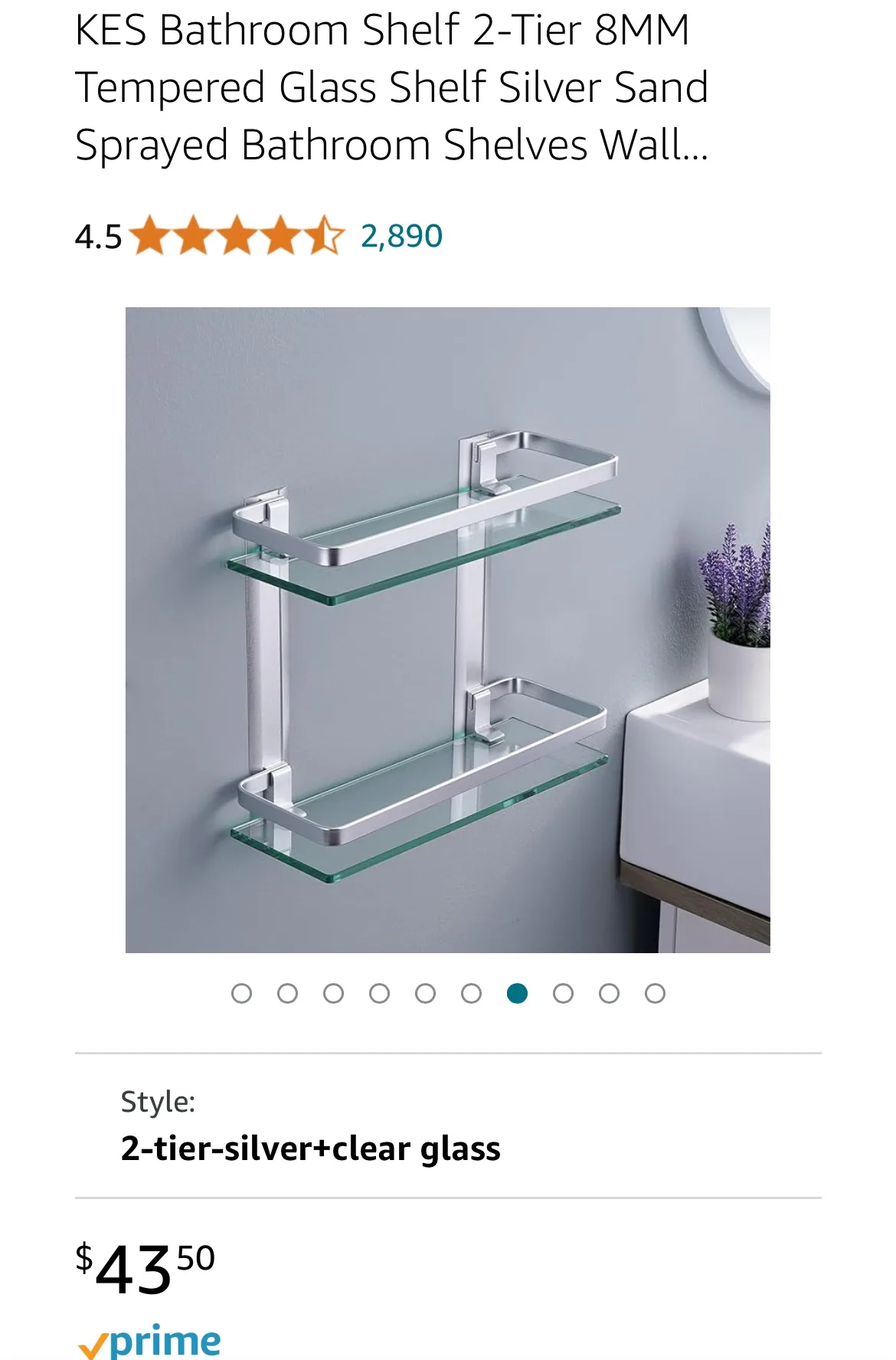 2-Tier Tempered Glass Bathroom Shelves thumbnail