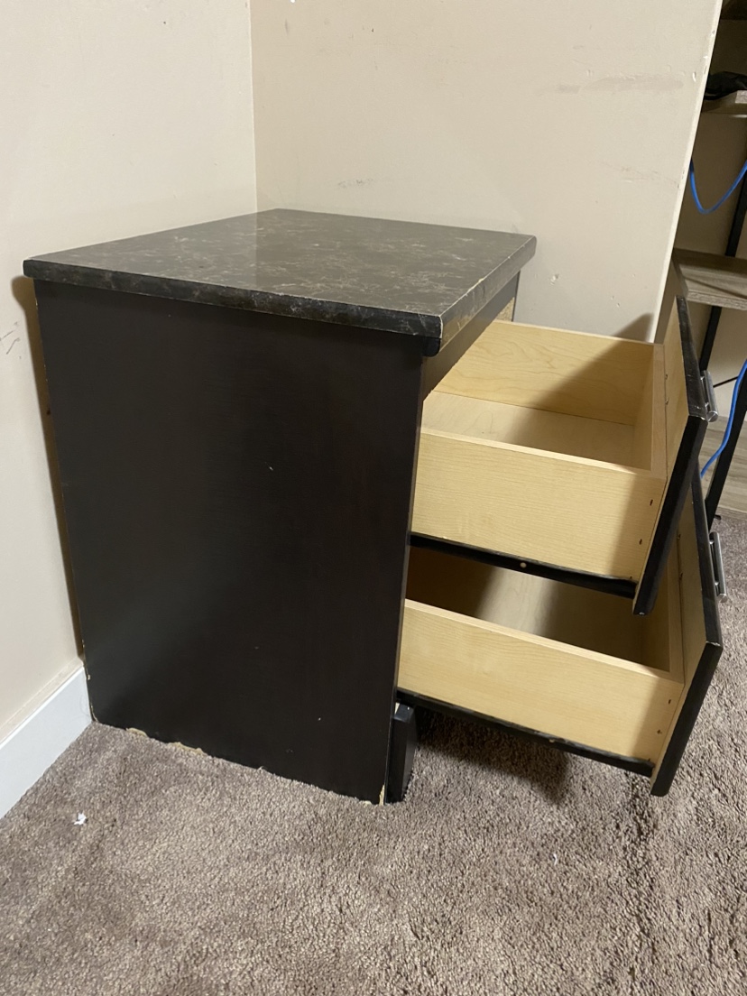 Black Nightstand with Marble Top - photo 2