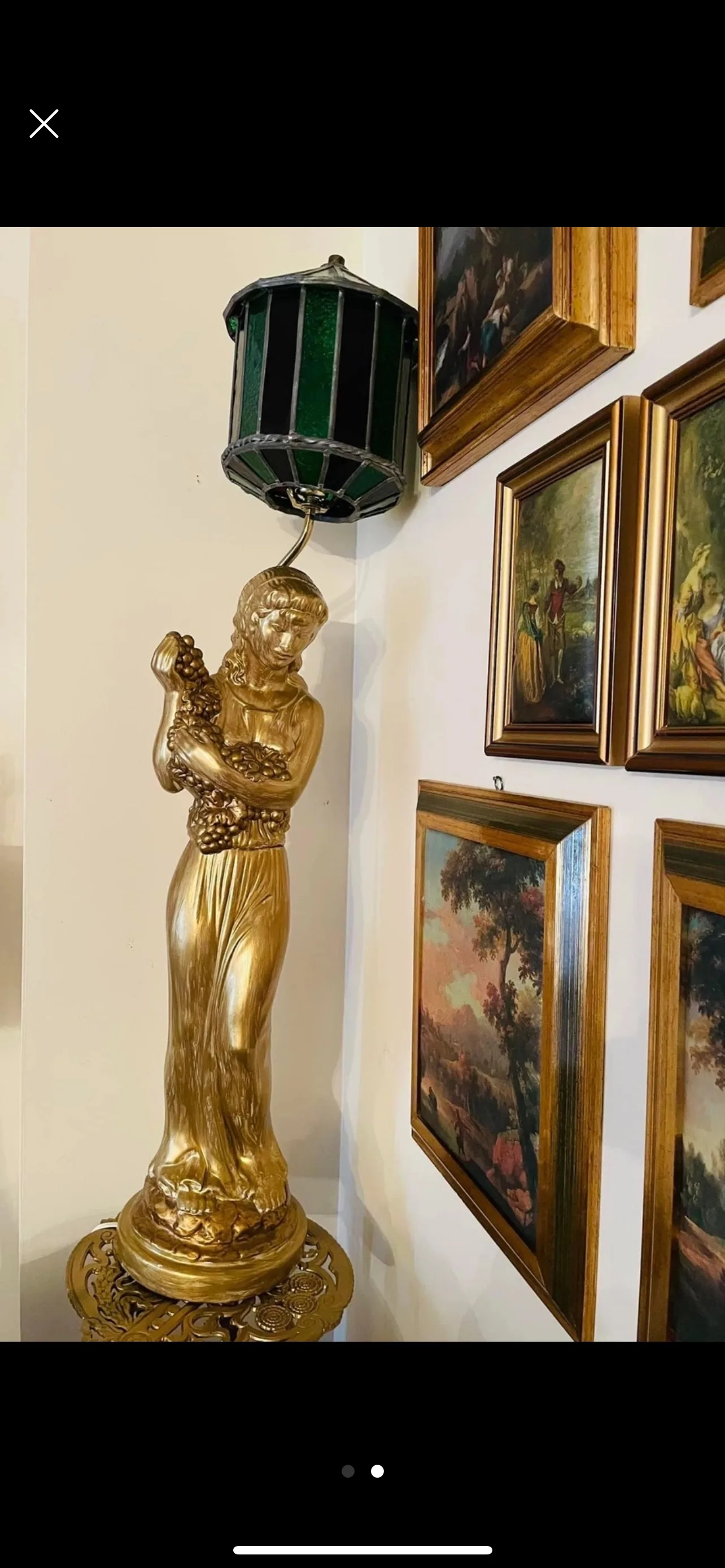 Vintage Gold Statue Lamp thumbnail