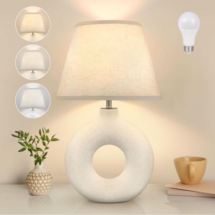 3-Color Temperature Table Lamp with Ceramic Base