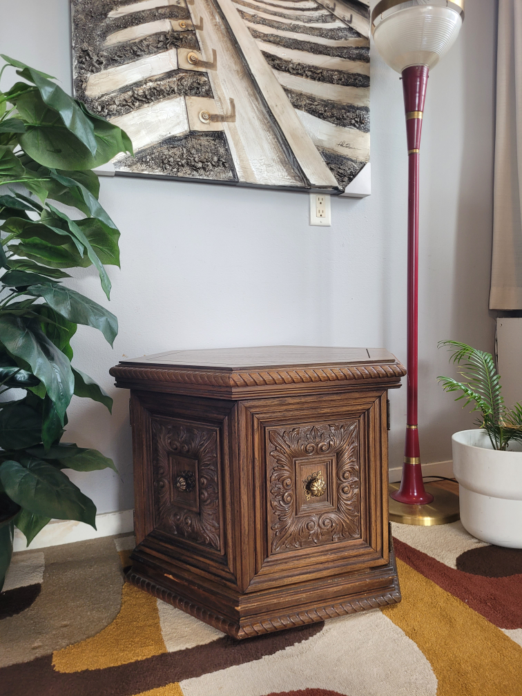 Retro Brutalist Octagon Coffee Table With Cupboard Storage - photo 3