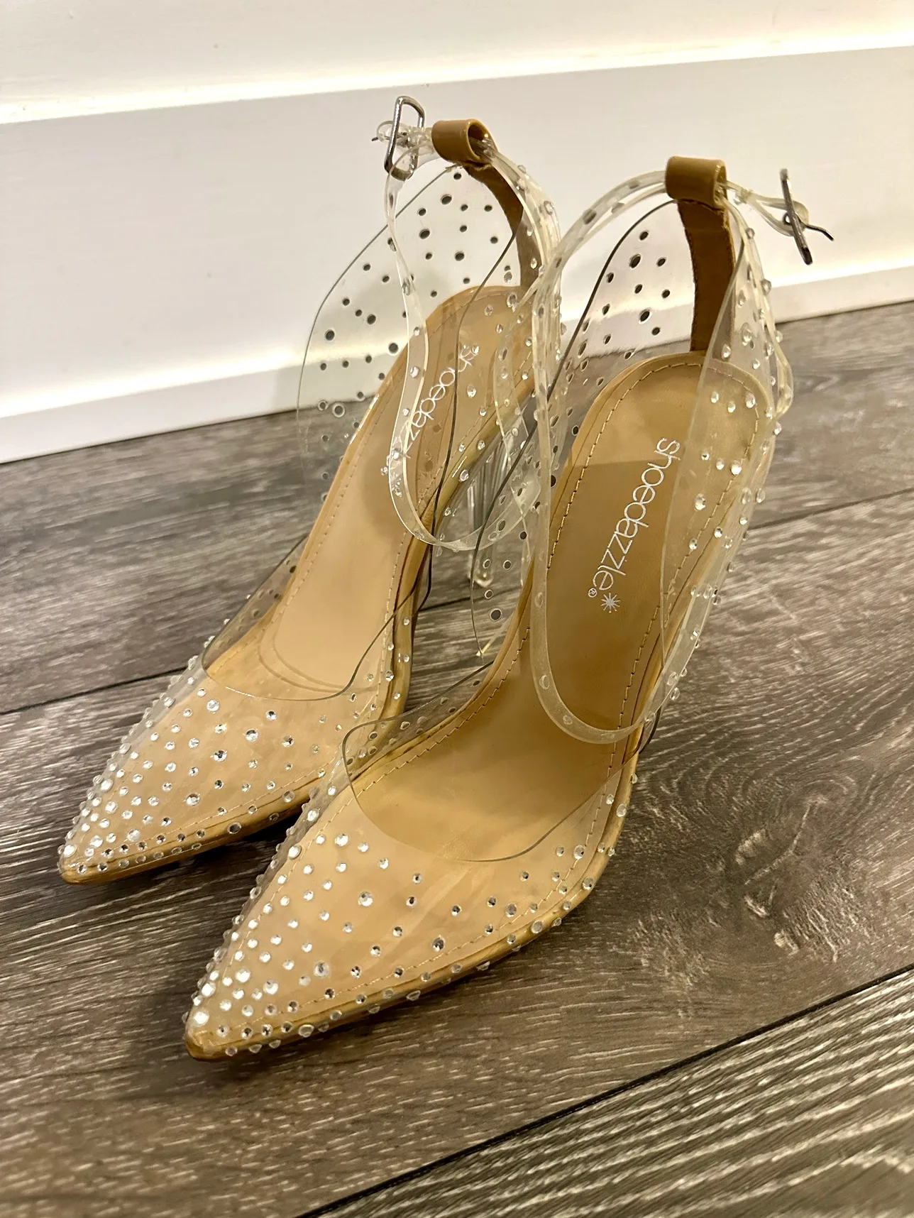 Clear Rhinestone Heeled Sandals thumbnail