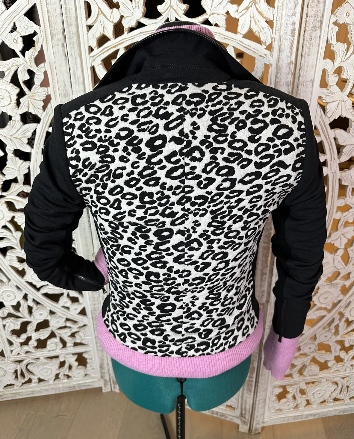🧡 $695 NWOT Rebecca Taylor Sz 0 XS S leopard Moto Jacket Leather image indicator(4)