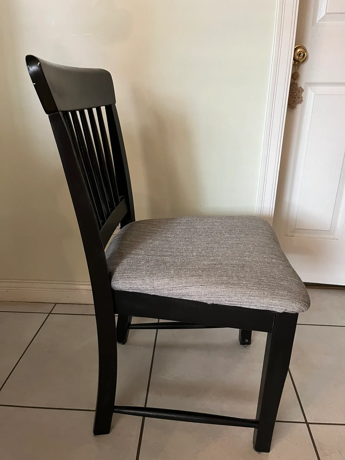 Black Dining Chair with Grey Fabric Seat image indicator(2)
