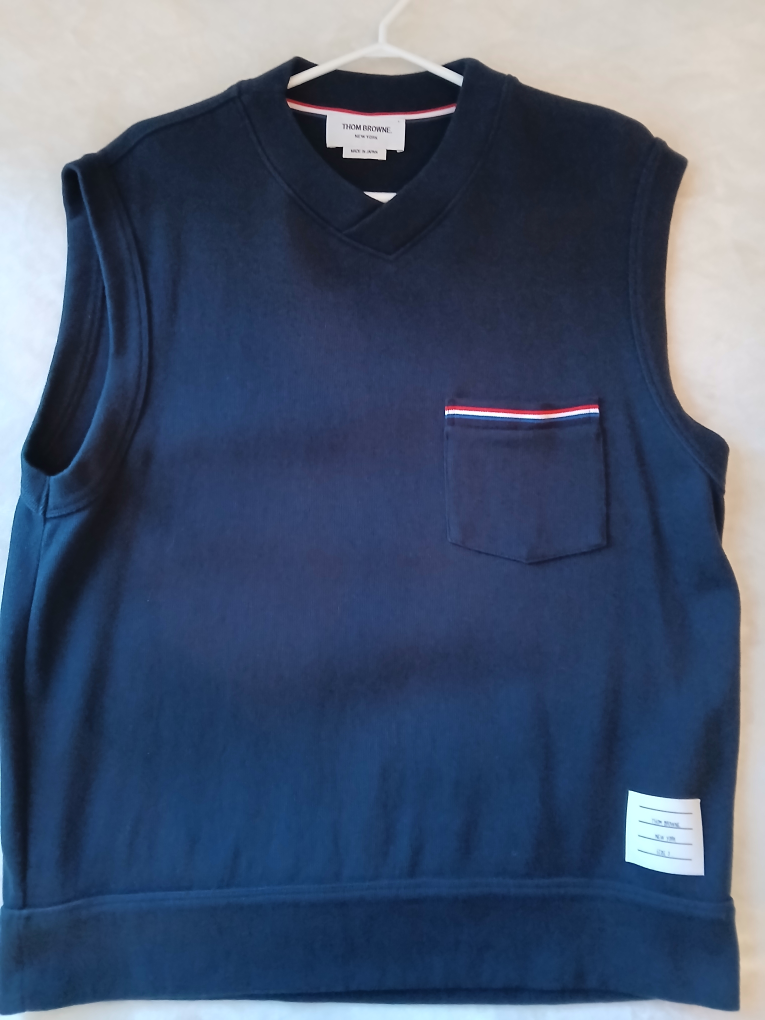 Thom Browne Mens Sleeveless Cardigan (Navy)