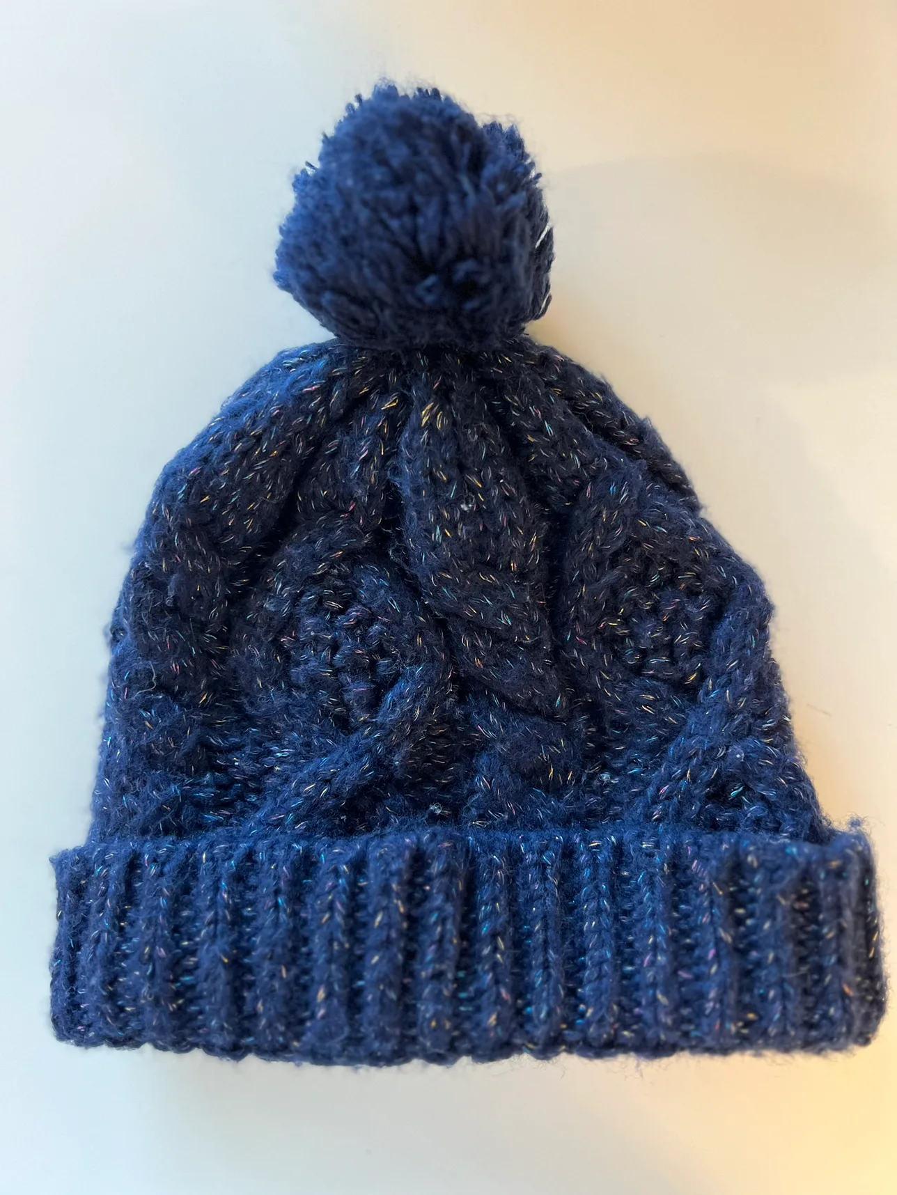 Navy Blue Knit Beanie with Pom Pom thumbnail