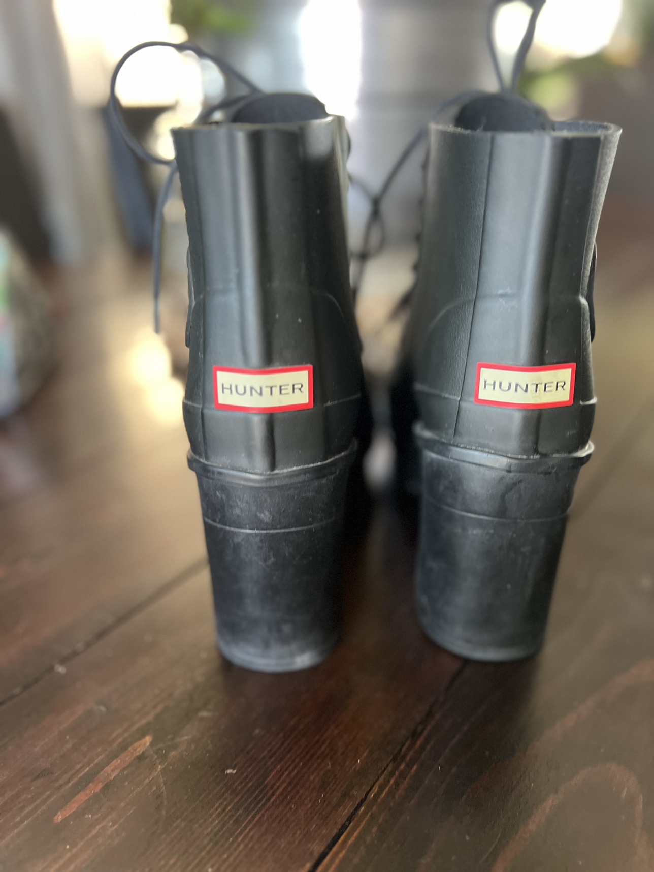 Hunter Black Heeled Rain Boots