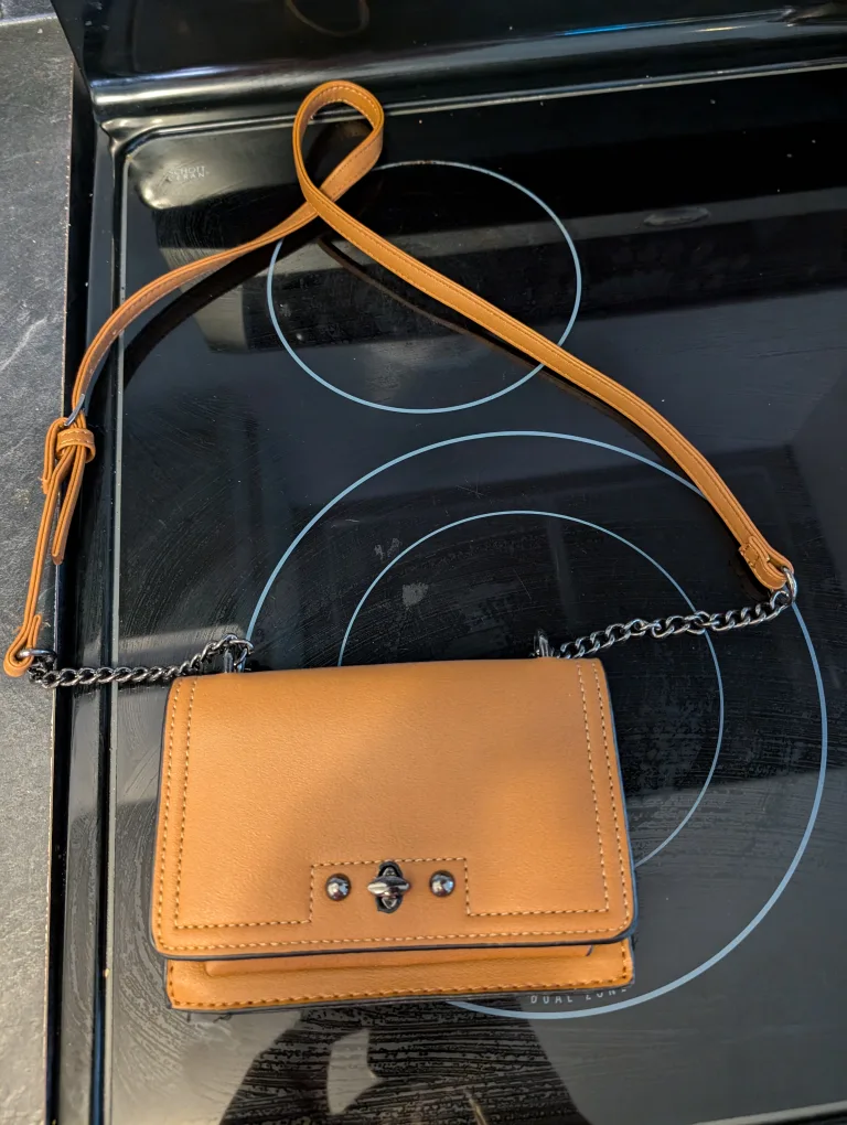 Tan Faux Leather Crossbody Bag #freecycle thumbnail