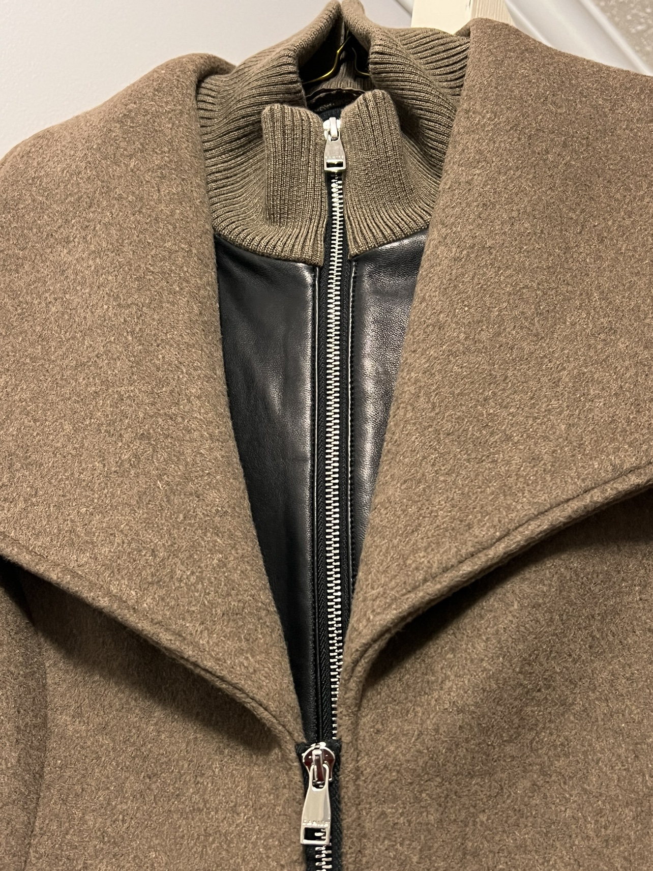 Women's Brown Wool and Leather Coat (Danier  Leather) - photo 3