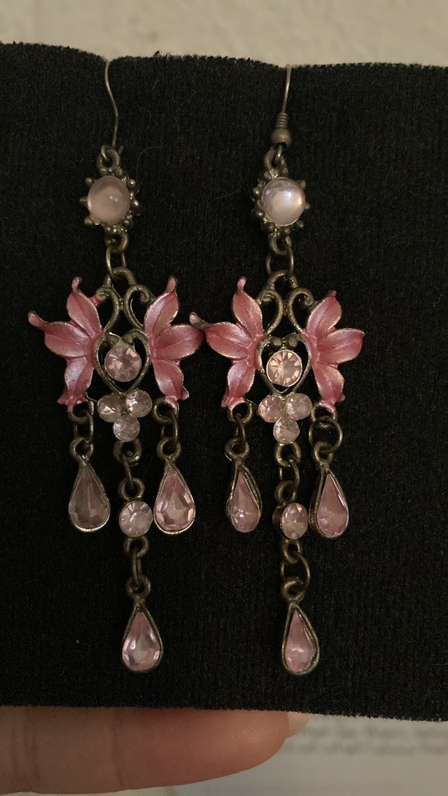 Pink Flower Dangle Earrings - photo 2