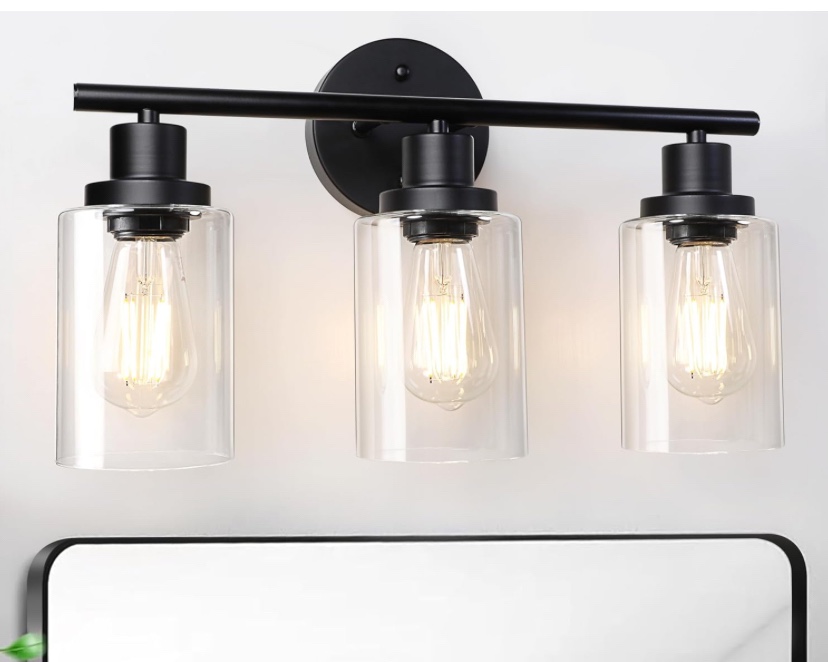 Black 3 Light Bathroom Vanity Light Fixture - New - photo 2