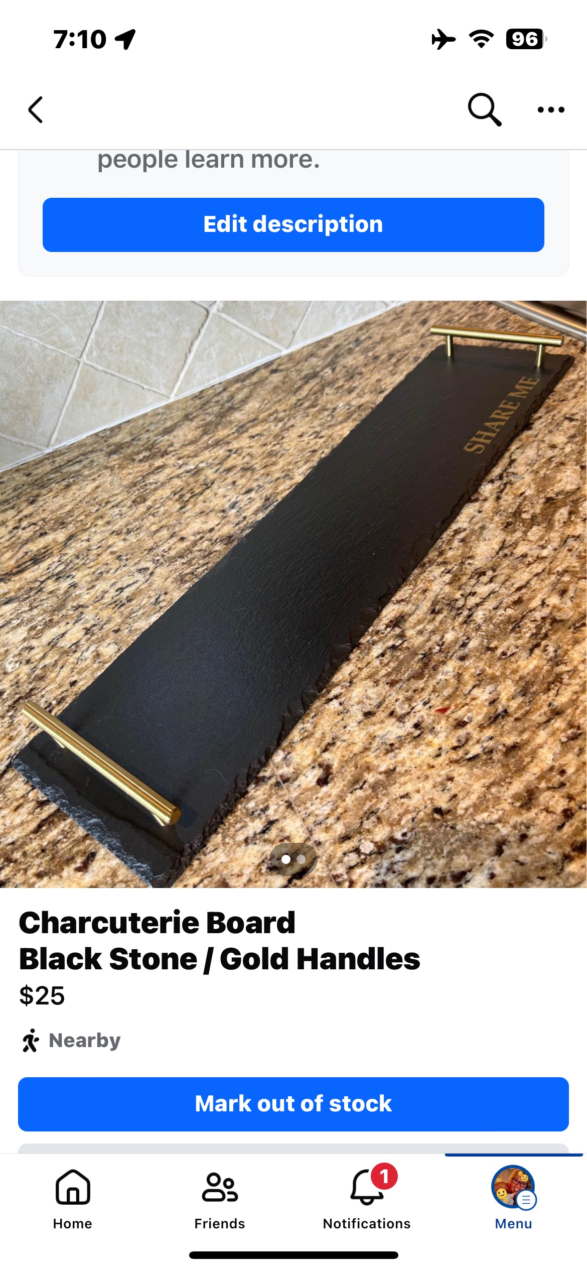 Black Stone Serving Tray