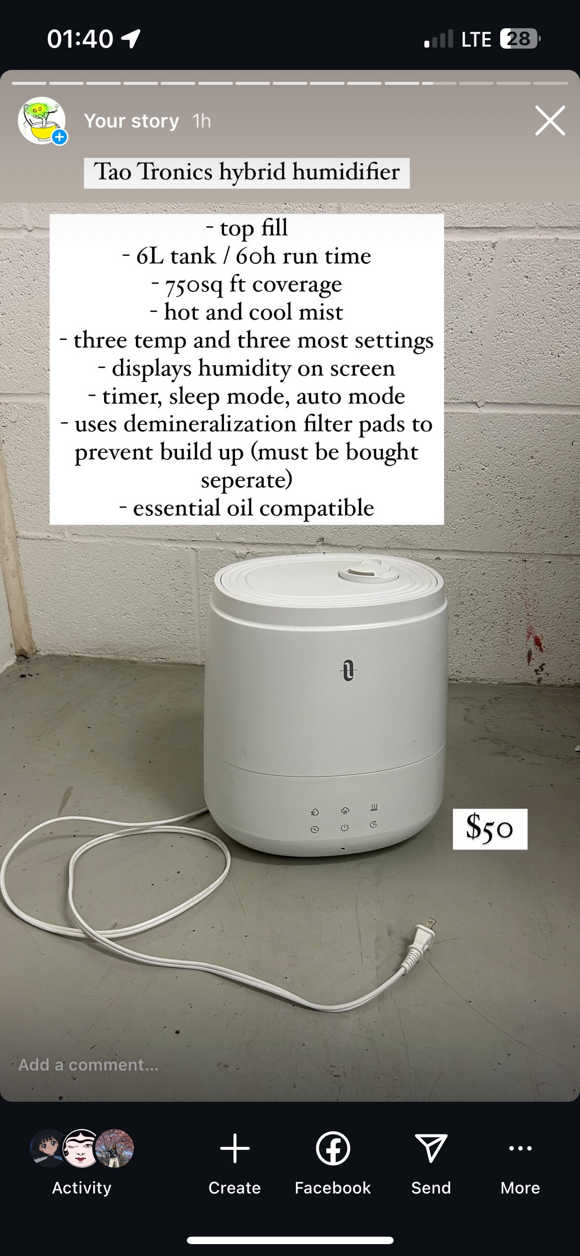 Tao Tronics top fill hybrid Humidifier