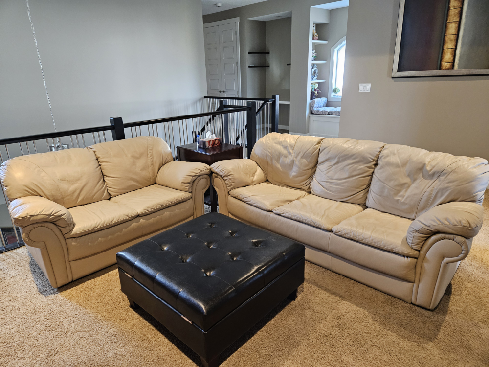 Real leather Sofa and Love Seat Set