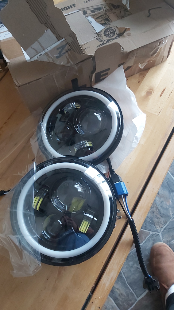 7 Inch LED Headlights Halo Angel Eyes DRL Amber  LED
