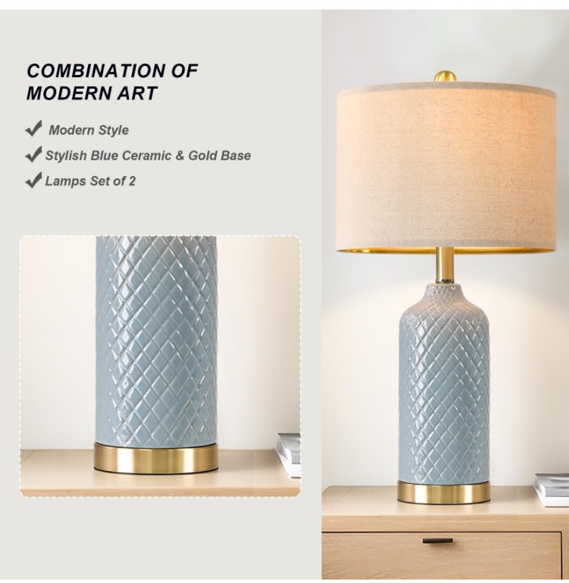 Modern Ceramic Table Lamps with Gold Base - Brand New - photo 3