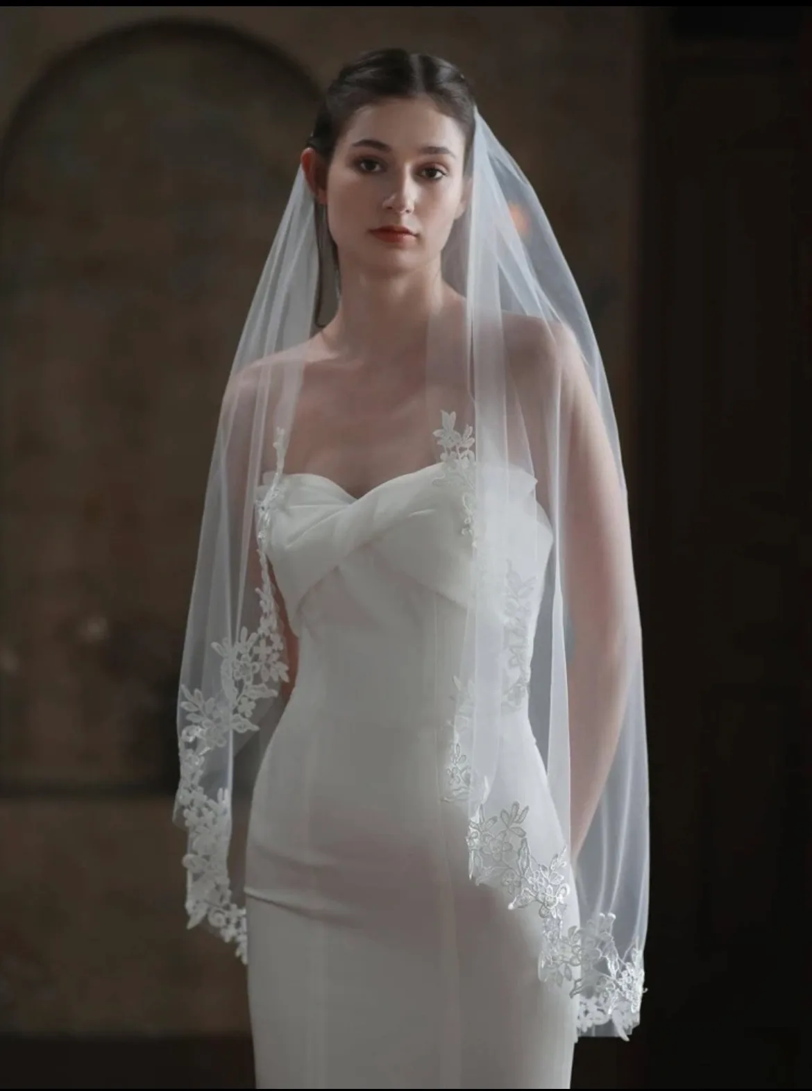 Wedding Veil with Lace Trim image indicator(5)