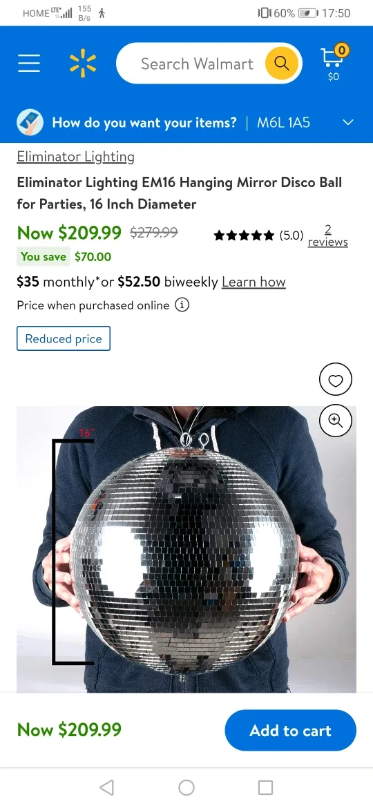 16 Inch Mirror Disco Ball thumbnail