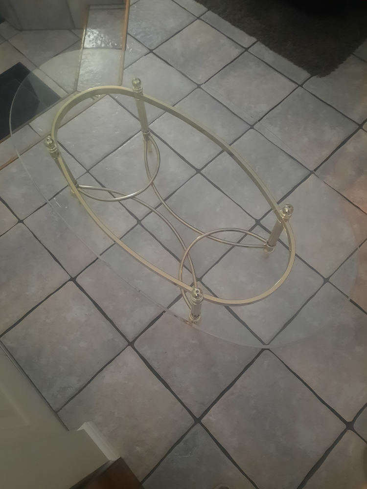 Glass and Brass Coffee Table oval