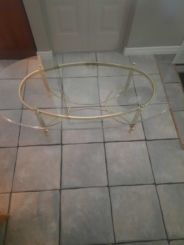 Glass and Brass Coffee Table oval - photo 2