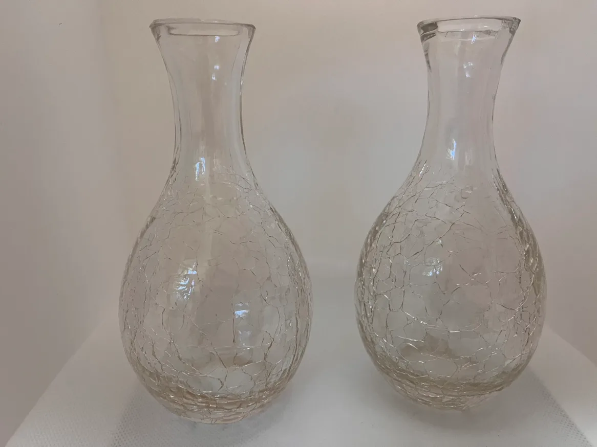 🇨🇦 Set of 2 Crackle Glass Vases image indicator(3)