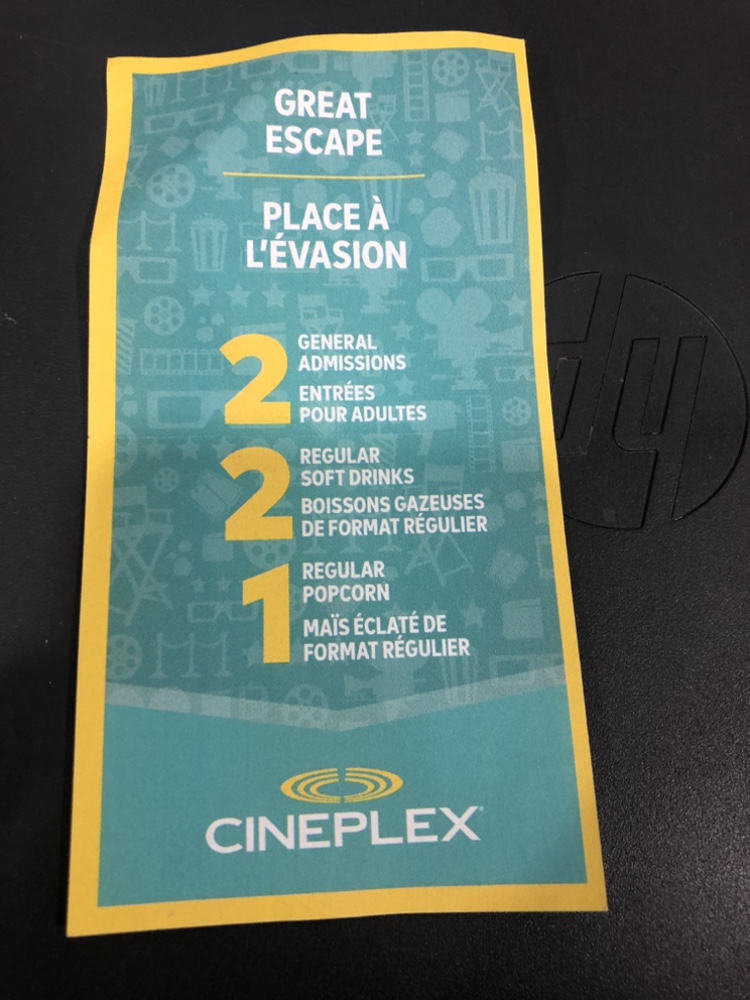 Cineplex Great Escape Ticket