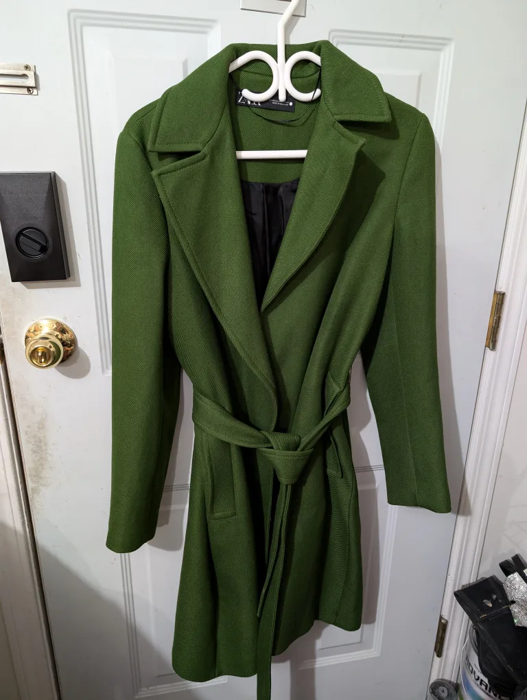 X-Small Zara Green Belted Coat thumbnail