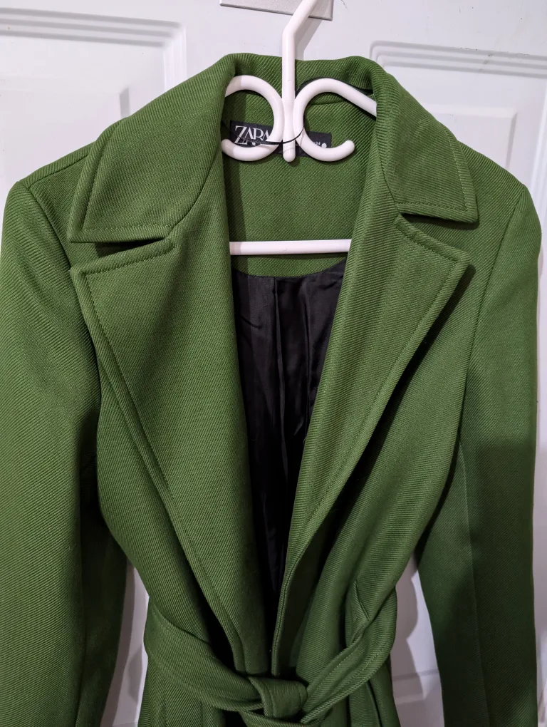 X-Small Zara Green Belted Coat image indicator(2)