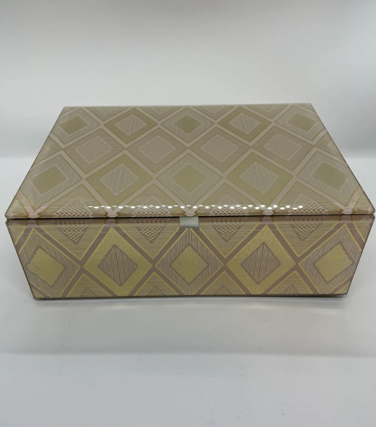 Glass Trinket Box with Geometric Pattern thumbnail