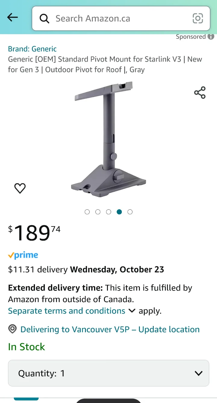 official Starlink Gen 3 Roof Mount