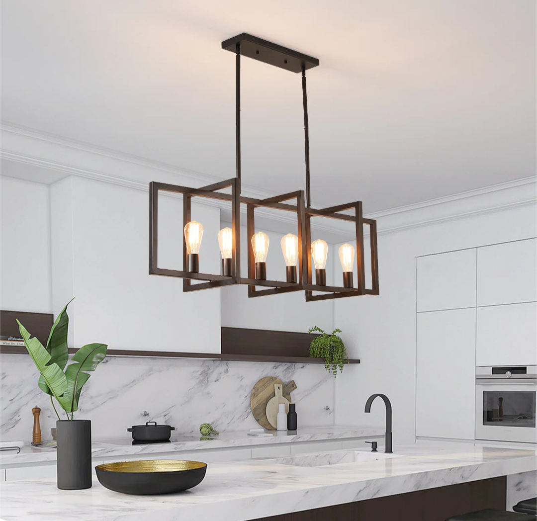 6 Light Black Farmhouse Chandelier